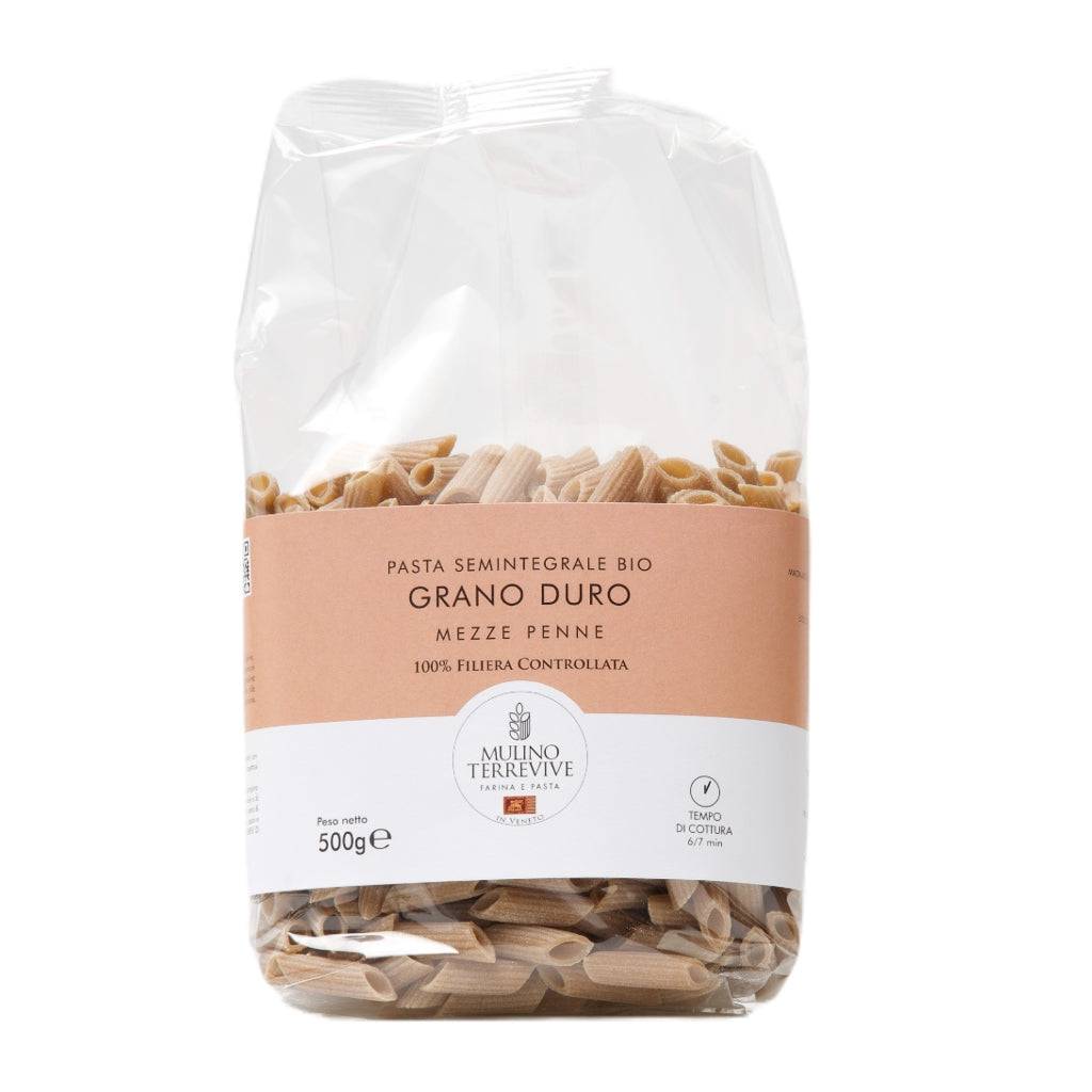 Pasta Integrale Grano Duro Mezze Penne 500g - Mulino Terrevive - vaigustando