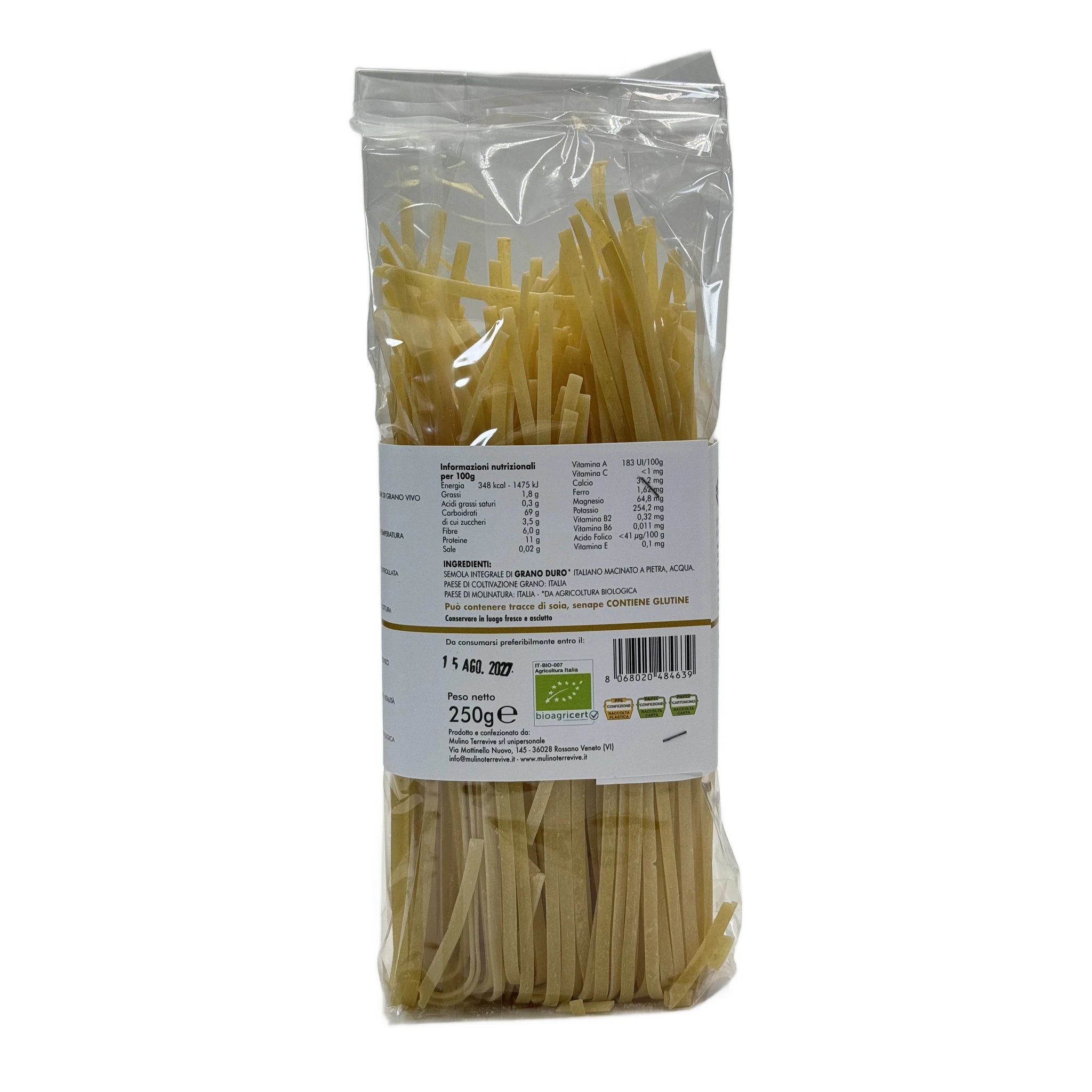 Pasta Integrale Grano Duro Linea Oro  Tagliolini 250g - BIO  -  Mulino Terrevive - vaigustando